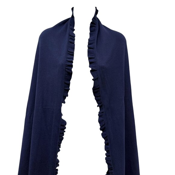 Lilly Pulitzer Savana Shawl Navy Blue Ruffle Cotton Knit Wrap Scarf NWT - Picture 13 of 13